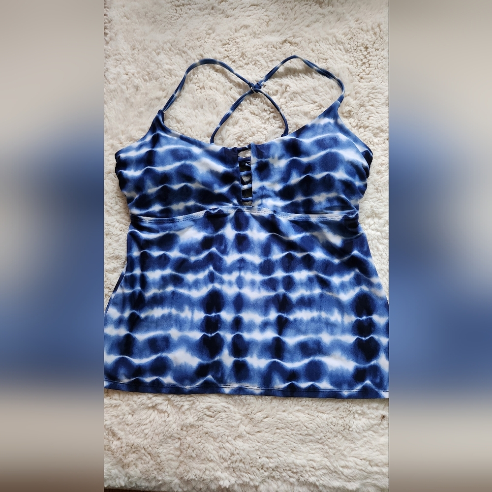 SO Blue and White Tie Front Fitted Camisole, Size XL